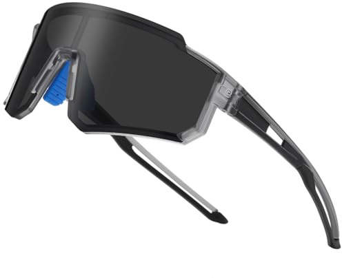 DUCO Polarisierte Sport Sonnenbrille Herren Damen Schnelle Brille DC0068 | [24g TR-90 Super Leicht Fahrradbrille] Wrap Around Sportbrille UV400 Laufbrille Polbrille für Laufen/Ebike/Rennrad/Baseball