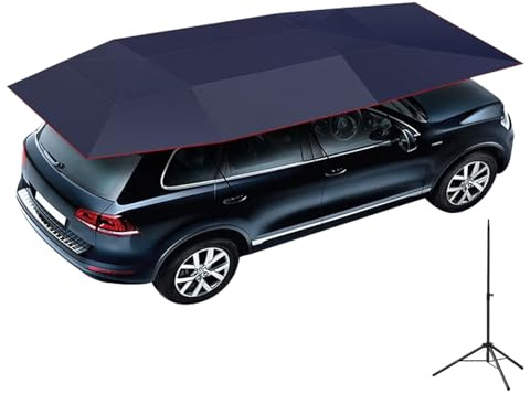 Halbautomatisches Auto-Schirmzelt,Beweglicher Tragbarer Halbautomatik Autodachzelte Verwendet,Universelles Multifunktionaler Auto Regenschirm Dach Autozelt Allwetter Schutz Im Freien (Blau, 4.8x2.4m)