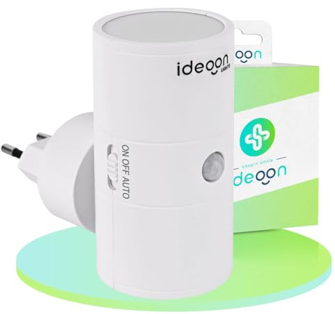 ideoon Steckdosen-Nachtlicht dimmbar mit PIR- & Dämmerungssensor – Intelligente Steckdosenlampe mit Bewegungsmelder, 10 LEDs für Flur & Schlafzimmer