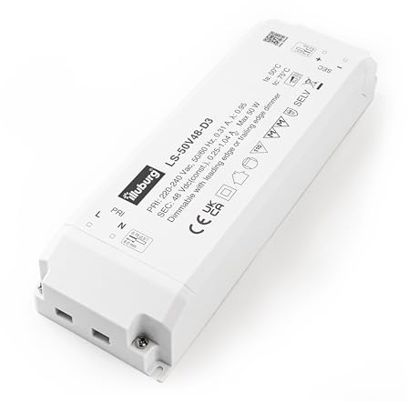 illuburg LED Trafo 48V Dimmbar Triac 12W - 50W für LED Strip Lampe LED Netzteil Treiber Transformator Vorschaltgerät Driver