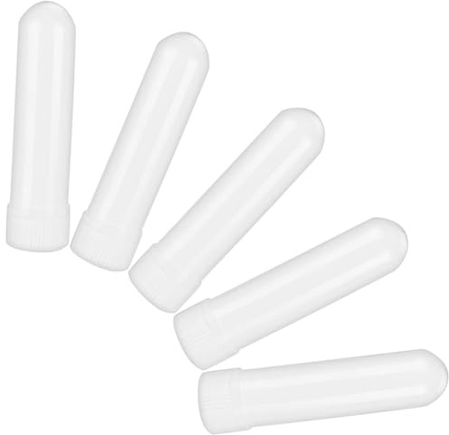 FIXOSHEE Inhalateurs Nasaux Vides 5 Pièces Blancs pour Huiles Essentielles, Tubes en Plastique Réutilisables pour Bienfaits Respiratoires et Usage Wellness
