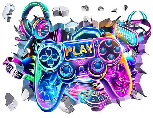 SOLVIO Large 3D Gaming Wall Stickers Gamer Controller Video Game Joystick Wall Decals Gaming Room Accessories Teenagers Boy Bedroom Playroom Wall Decor