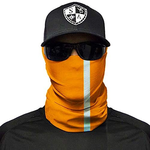 SA Fishing Face Shields ** 40+ Designs verfügbar ** Qualitäts Bandana/Multifunktionstuch/Schlauchtuch/Halstuch aus Stoff & SPF 40 - Face Masks von SA Company, Reflective | Electric Orange