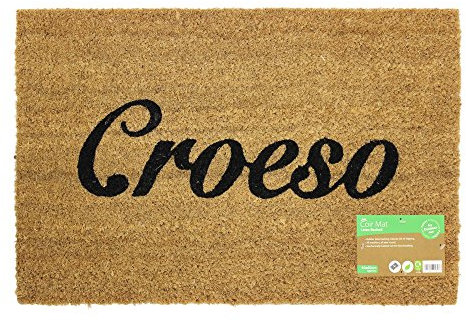 JVL Croesco Design Latex Backed Coir Entrance Door Mat, Brown, 40 x 60 cm