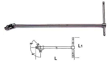 CHIAVE A T ATTACCO QUADRO SNODATO 3/8 LUNGHEZZA 450mm