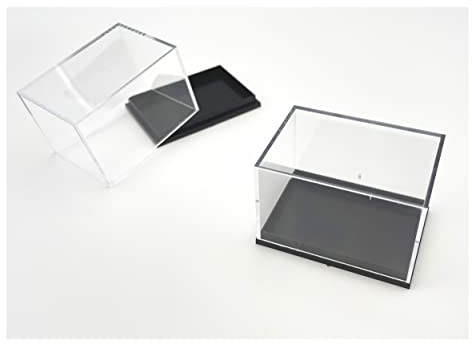 10 Stück Boxen, Dosen, Mineraliendosen aus Acryl - Aufbewahrung für Sammlerstücke, Mineralien, Fossilien, Münzen, Schmuck - 59 x 41 x 39 mm (T6H) schwarz oder weiß (schwarz)