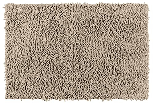 WENKO Badematte Chenille Sand - Badematte, Duschmatte, samtweich & rutschhemmend, Polyester, 50 x 80 cm, Beige