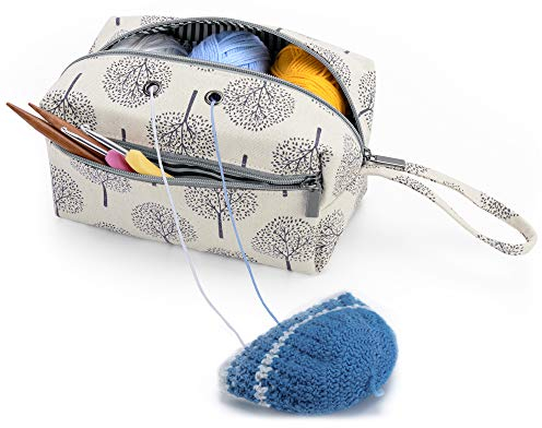 Luxja Tasche für Wolle, Handarbeitstasche Häkeln, Stricken tasche für Garn Stränge, Häkelnadeln, Stricknadeln (bis 8 Zoll) und Andere Kleines Zubehör