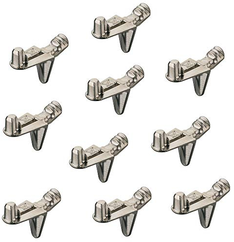 Gedotec Fachbodenträger Holz-Boden Winkel-Regal-Bodenträger Ø 5 mm Regalstütze für Möbel - FIX PRO | Regalboden-Träger Stahl vernickelt | Stift mit Steckzapfen | 10 Stück - Regalstift zum Einstecken
