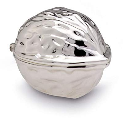 H.Bauer jun. Nussknacker Walnussform - Kleiner Nussknacker 9 cm aus Metall, versilbert & anlaufgeschützt, edles Küchenaccessoire für Winterzeit & Geschenkidee