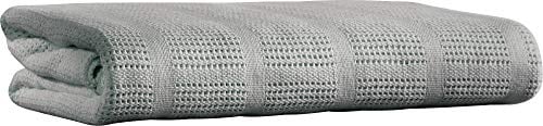 Erwin Müller Sommerdecke, leichte Baumwolldecke, Häkeldecke Trient Silber Größe 130x160 cm - luftig leicht, weiche Qualität, pflegeleicht