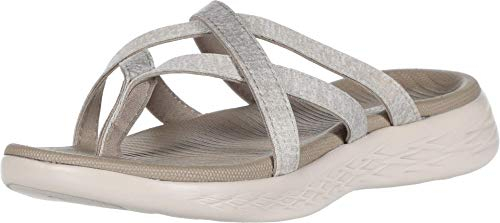 Skechers Damen On-The-Go 600 Dainty Sandale, flach, Taupe, 41, Taupe, 41 EU