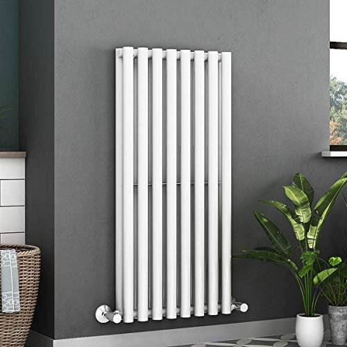 Warmehaus 1200 x 545 mm White Vertical Designer Radiator Double Round Tube - Modern Central Heating
