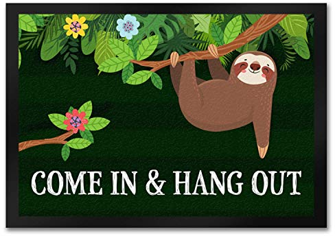 trendaffe - Come in and Hang Out Fußmatte mit Faultier Motiv Dschungel chillen Haustüre