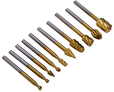 10 Stück Hartmetall Frässtifte Set, 3mm Schaft Holzfräser für Bohrmaschine Raspel Set für Dremel Fräser, Metall Holz Holzbearbeitung Bohren Polieren Carving Gravur Werkzeug Bohrer Satz