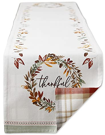 DII Thankful Autumn Collection Herbst-Tischdekoration, wendbarer Tischläufer, 35,6 x 274,4 cm, Fall's Bounty