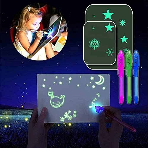 bestbeans Geheimstifte mit UV-Licht +Lampe + 2 Tafel | unsichtbar schreiben | lesbar durch Licht | Mitgebsel | Kindergeburtstag | Gastgeschenke