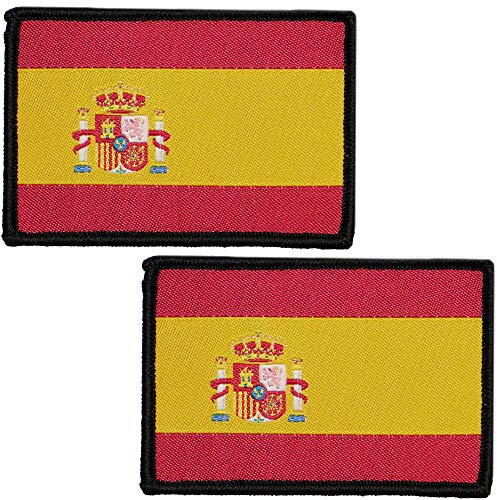 Parches Bordados Bandera España con Colores Oficiales - Escudo bordado - Parches Moteros Bordados - Parches Militares (Doble)