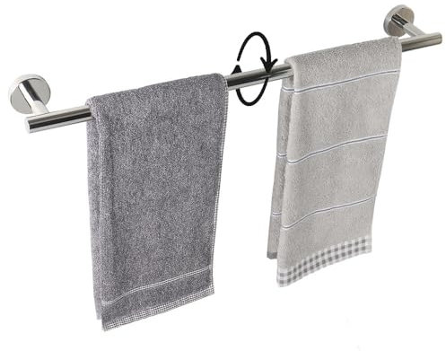 TocTen Barre porte-serviettes de bain – Porte-serviettes épais en acier inoxydable SUS304 pour salle de bain – Porte-serviettes mural robuste (61 cm, chromé)