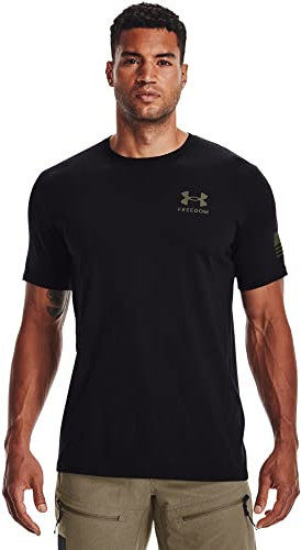 Under Armour Men's New Freedom Flag T-Shirt, Black (004)/Marine Od Green, Medium