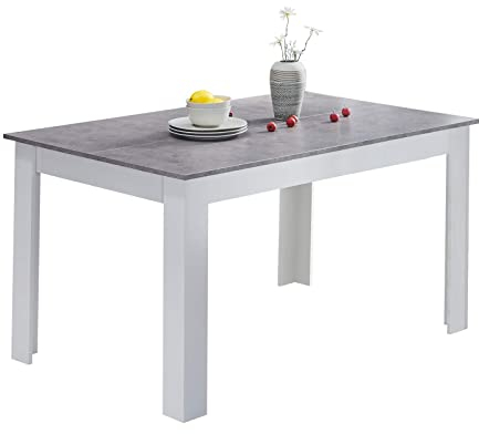 TUKAILAI Esstisch Holz, Moderner Esszimmertisch, Holztisch, Küchentisch, 4-6 Sitzer, Rechteck Dining Table,Kleiner Esstisch,Tisch Küche für Küche Esszimmer Restaurant,Grau&Weiß,140×90×75cm