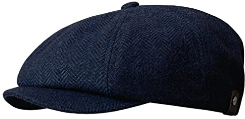 WEROR Herren Schiebermütze Flatcap Cap Mütze Fischgrät WEROR-320.1 (56-57, Marine)