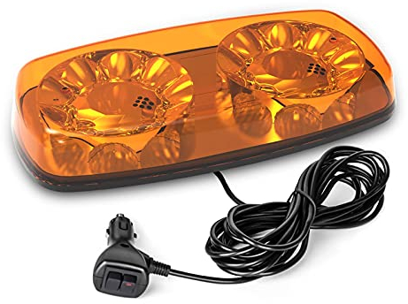 Agrieyes 12 Rundumleuchte Magnet, 12V LED Warnleuchte LKW, Gelbe Rundumleuchte Traktor Zigarettenanzünder, 24V Orange Blinklicht fürs Auto KFZ Mini-Blitzlichtleiste