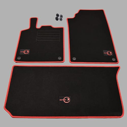 Mattenprofis Velours Logo Fußmatten Set kompatibel mit Smart Fortwo 451 Coupe und Cabrio (alle Modelle) ab Bj.03/2007 - 2014 rot, schwarz