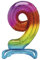 Unique Party 13269 - Riesen Stehen Nummer 9 Ballon - 76 cm - Regenbogen, Rainbow