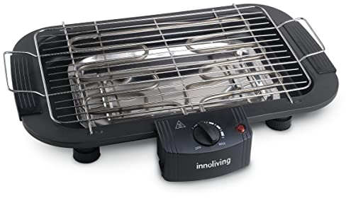 Griglia Barbecue Elettrica 2000W INN-870 Innoliving con Termostato Regolabile, Riscaldamento Veloce, Mantenimento Calore, Acciaio Inox, Facile da Pulire, Ideale per Cottura Rapida, Dimensioni 36x22 cm