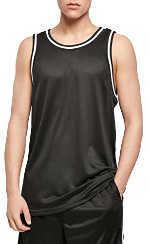 Mivaro Herren Tank Top Basketball Mesh, Achselshirt, Größe:5XL, Farbe:Schwarz/Weiß
