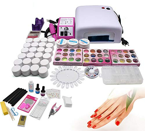 Kit de manicura de 36 W, lámpara UV LED, kit de uñas de gel de uñas profesional completo de gel de color ideal para principiantes