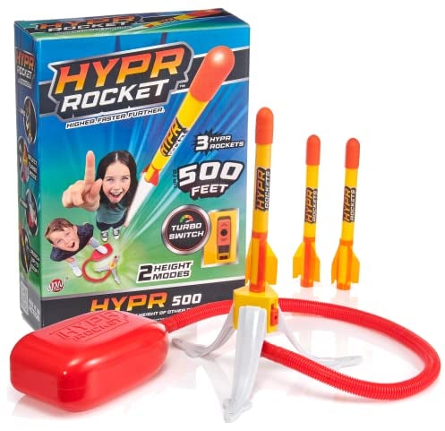 WOW! STUFF - HYPR Rocket Age 5+ 500, The Highest Flying Stamp to Launch Rocket, Fly up to 500 ft, 3 Rockets, Outdoor Garden or Backyard, Toys and Gift for Kids, Families, Boys and Girls