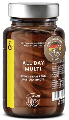 All Day Multi - A-Z Multivitamins and Minerals - 30 Valuable Vitamins, Minerals, Trace Elements & Plant Extracts - All in One Premium Multi Vitamin for Men and Women - Natural & Vegan