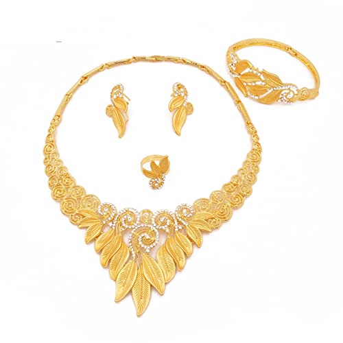 BEDT Schmucksets Für Frauen, Gold, Halskette, Ohrringe, Ring, Armband, Afrikanisches Dubai, Brauthochzeitsgeschenke, Schmuckset