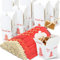8 oz Chinese Take out Boxes with Chopsticks, Pagoda Paper Food Containers with Sleeved and Separated Disposable Chopsticks for Asian Party Decorations Favor Birthday Wedding Restaurant (50 Sets)