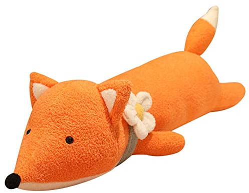 BYNYXI 65cm Fuchs Plüschtier Kissen, Liegend Fuchs Kuscheltier groß Flauschiges Umarmungskissen Tiere Gefüllte Plüschkissen Stofftier Wolf Fuchs Elch Panda Plüschpuppe Spielzeug für Kinder Geschenk