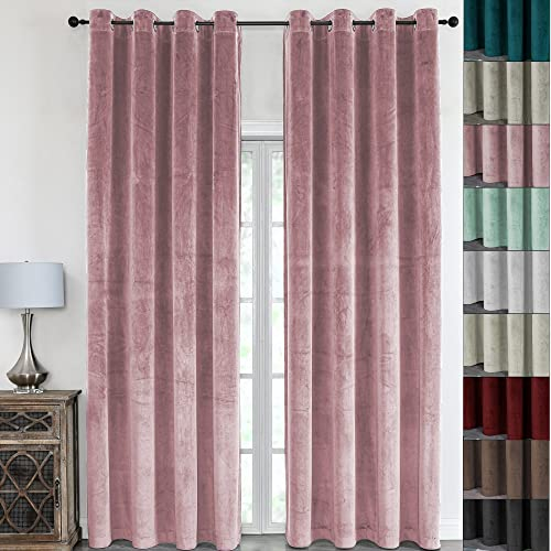 Cleanlevel EST 2016 2 Stück Samtvorhang mit Ösen 140cm x 245cm Samt Vorhang Blickdicht Thermo Gardine Schal Wärmeisolierend Wohnzimmer Vorhänge (2, Altrosa)