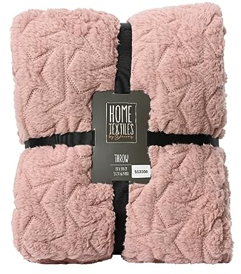 Kaemingk Kuscheldecke Fleecedecke mit Sternen 130x170cm rosa - warme einfarbige Wohndecke