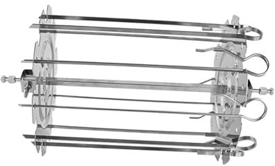 Folpus Asador de brochetas, Jaula para asador, Juego de brochetas de Kebab, Varilla giratoria para Camping, asador de Picnic, Varilla para brochetas para