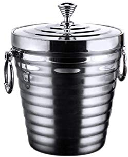Pimex ice bucket, Stainless Steel Sphere Ice Bucket,Double Wall Ice Tub with Lid,Champagne Bucket Wine Bucket Ice Mold for Bar Home
