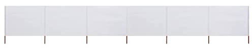 Mengtu 6-teiliges Windschutzgewebe Faltbar Strand Sichtschutz Windschutz Zaunblende für Balkon Strand Terrasse Camping Garten Zaun 800 x 120 cm Sandweiß Garten Möbel