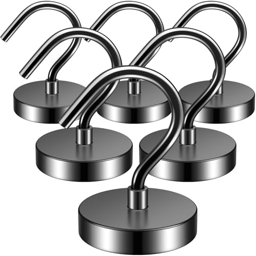 FINDMAG Magnethaken Extra Stark 30 kg, 6 Stück, Magnetische Haken mit Neodym Magnet, Magnet Haken für Kreuzfahrt, Werkstatt, Spind Organizer, Camping