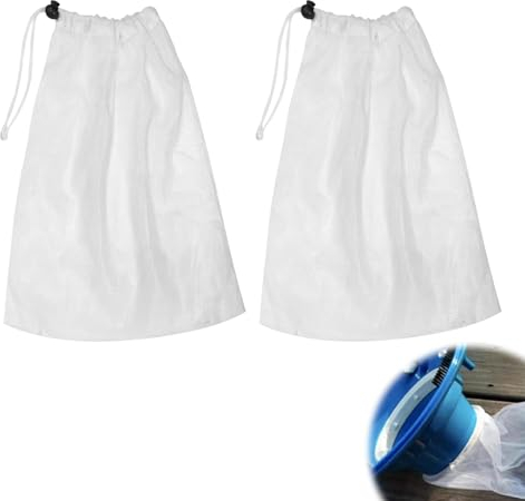 2 Stück Pool Bodensauger Filterbeutel,Netzbeutel Poolsauger Auffangbeutel Staubsauger Netz mit Kordelzug Fein Filter Bag für Reinigung Sauger Klein Mesh Mikrofilterbeutel Weiße Teichsauger Filtersack