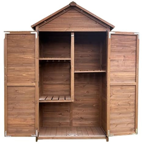 Abri De Jardin En Bois, Armoire À Outils Compacte Avec Portes Et Poignées, Abri De Rangement pour Outils D'extérieur Surdimensionné Avec Serrure, Abri De Jardin Haut Avec Plancher pour Jardin Et Terra