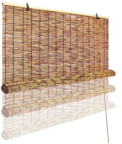 Bambusrollos für den Innen- und Außenbereich, Sonnenschutzrollo in jeder Größe, Schatten für die Terrasse, natürliche Raffrollos, Sonnenschutz/Wärmeisolierung, Sichtschutz, hängend
