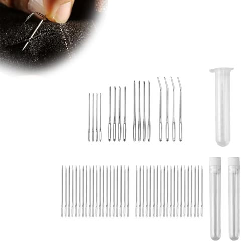 WJUAN 56 Stück Stopfnadeln für Wolle, Edelstahl, Einfädelhilfe Für Nähnadeln, 3 Größen, Kann die Nähnadel Auch Ohne Nadeleinfädler Einfädeln, Sticknadel, Geeignet Zum Sticken, Nähen, Stricken