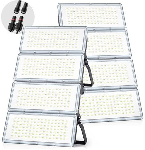 TOPAUBUB LED Strahler Scheinwerfer 230V Außen 400W 40000LM - Superhell 6500K Kaltweiß Flutlichtstrahler LED Fluter Außen, IP66 Wasserdicht Aussenstrahler Aussenleuchte für Garten, Hinterhof(2 Stücke)