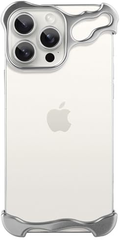aidvaia Frameless Phone Case Compatible with iPhone 16 Pro Max Phone Case Minimalist Protective Shock Absorption Aerospace Grade Aluminum Shells (Aluminum Silver)