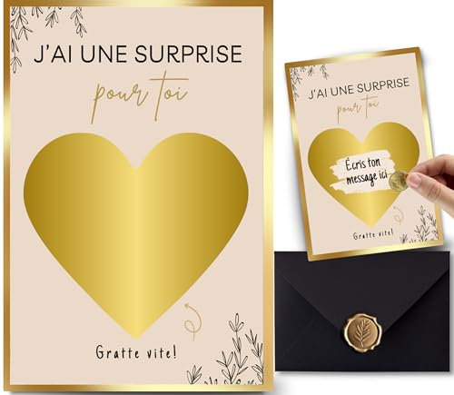 NALKEEZ® Carte A Gratter Cadeau Surprise-Annonce Grossesse-Cadeau Homme Femme Personnalisé-Annonce Grossesse Grands-Parents,Papa,Tata-Demande Marraine- Annonce Parrain,Témoin-Cadeau Noël,Anniversaire